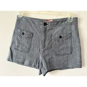 Anthropologie Cartonnier Linen Blend Shorts Gray Utility Military High Rise Sz 8
